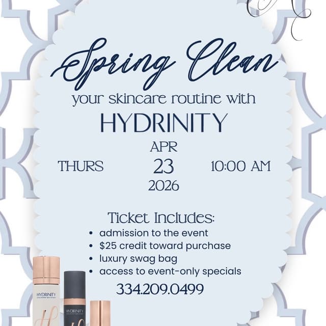 Spring Clean with Hydrinity Ticket at Artistry Beauty Bar in Auburn, AL